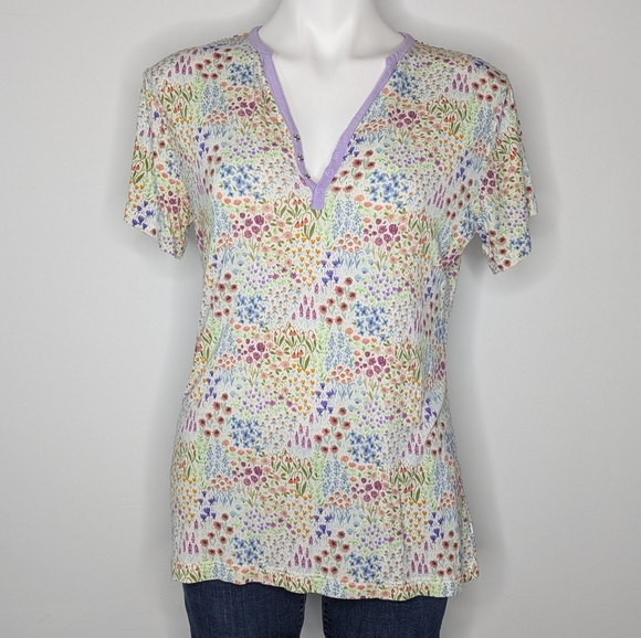Little Sleepies Other - Little Sleepies Purple White Colorful Floral Pajama Top S
